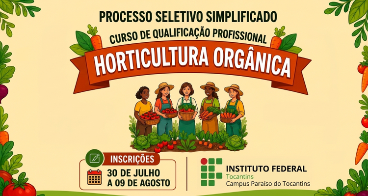 Abertas as inscrições para curso de Horticultura Orgânica pelo Programa Mulheres Mil + Cuidados