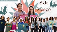 Para cego ver: imagem composta por fotos de mulheres das iniciativas apresentadas na matéria